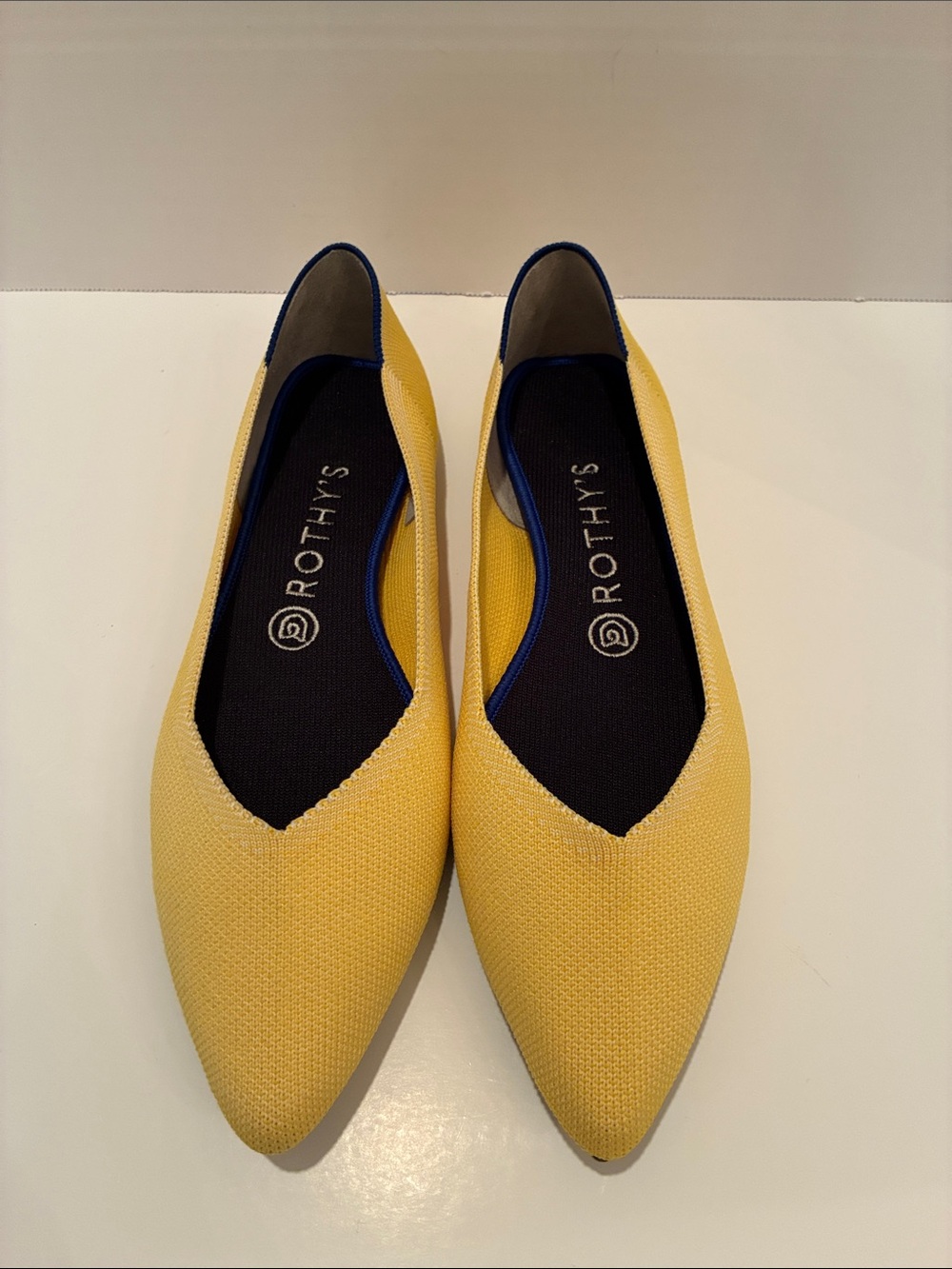 Rothy's The Point Marigold Yellow Knit Pointed Toe Flats Shoes Women's Size 8.5